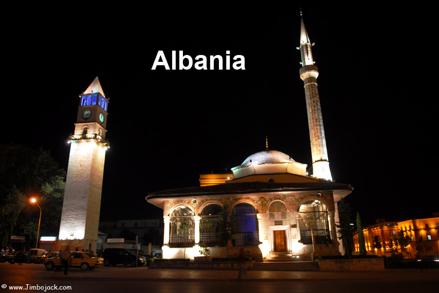 Index - Albania - Et'hem Bey Mosque at night, Tirana
